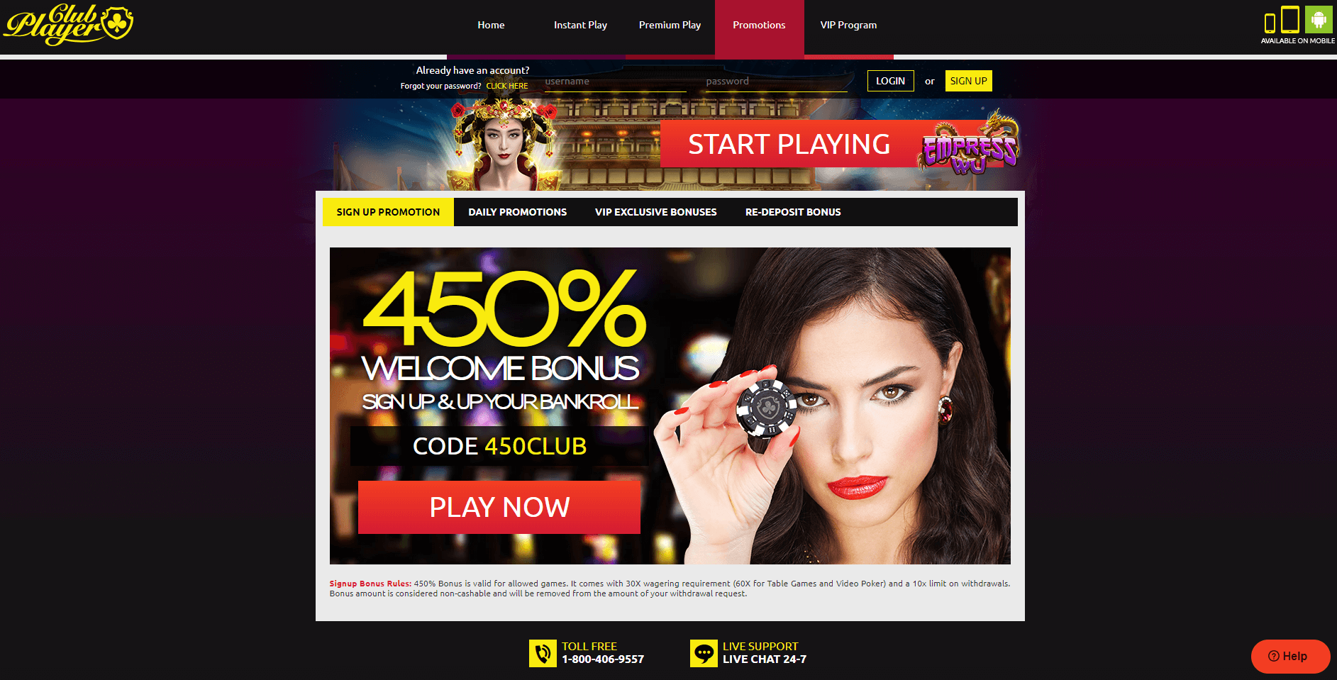 club player online casino