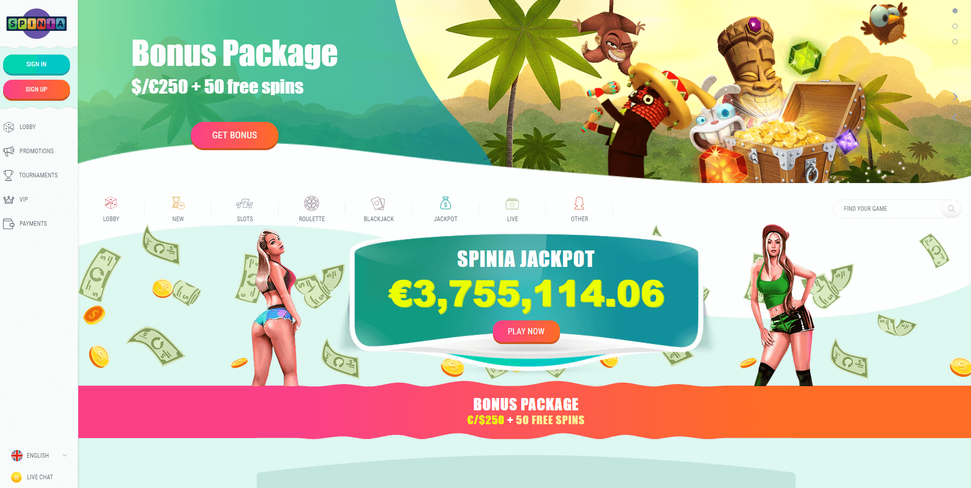 Spinia Free Spins