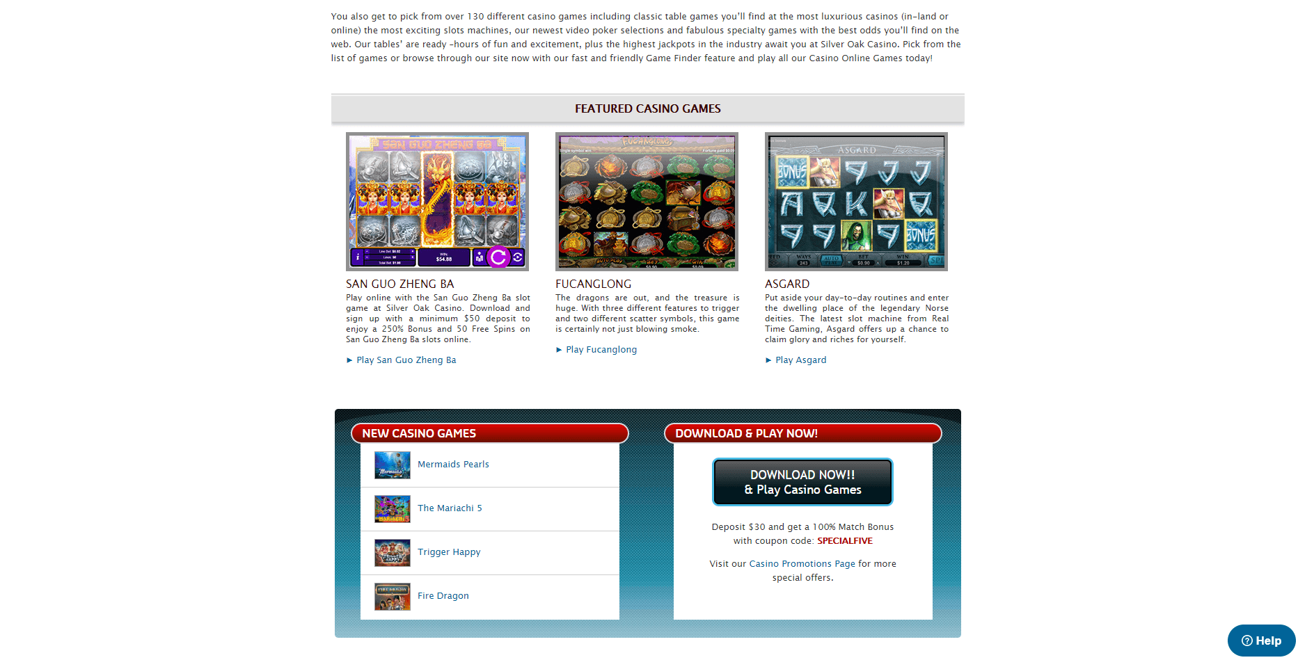 silver oak casino no bonus codes