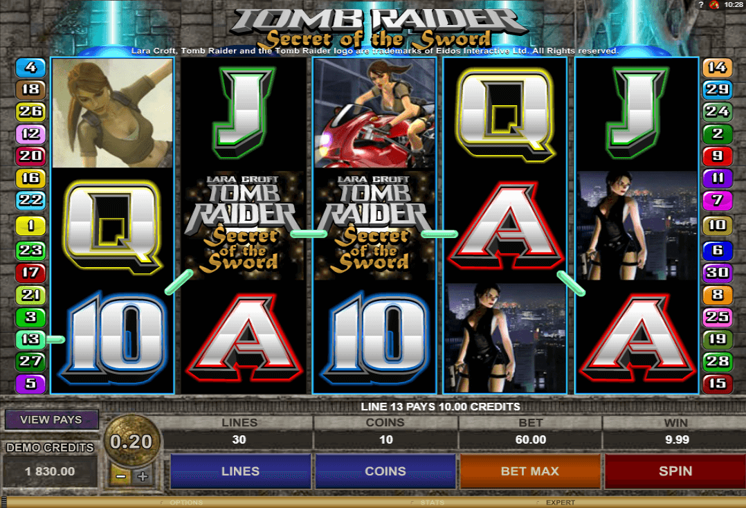 Tomb Raider Secret Of The Sword Slot Machine