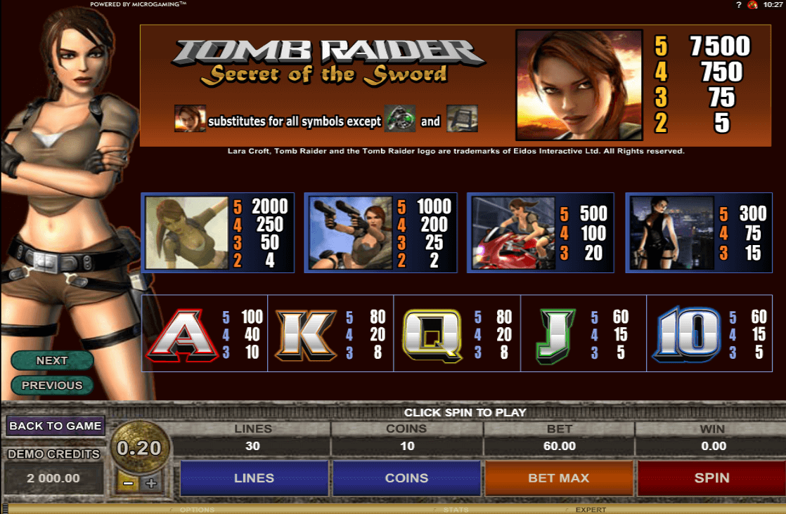 Play The Tomb Raider Slots With No Download