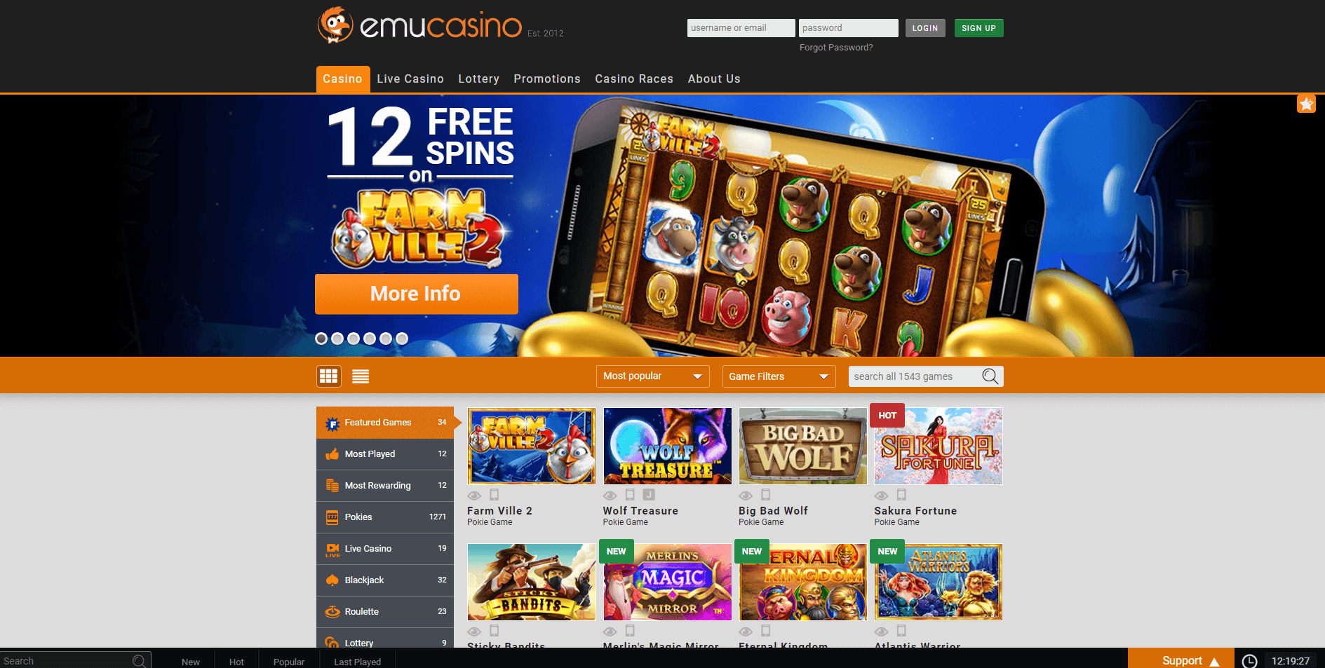 Free Spins Emu Casino